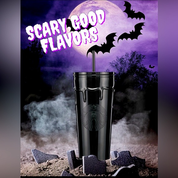 New Starbucks slime halloween 2024 black drip cup - Picture 1 of 3